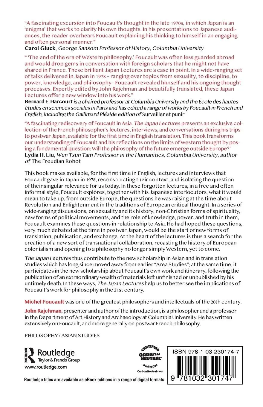 Rückseite: 9781032301747 | The Japan Lectures | A Transnational Critical Encounter | Foucault