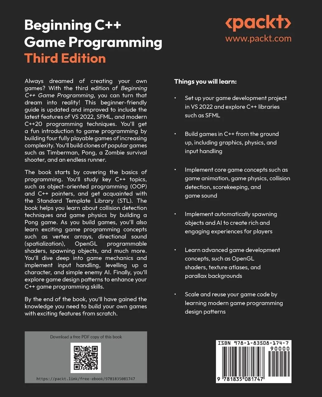 Rückseite: 9781835081747 | Beginning C++ Game Programming - Third Edition | John Horton | Buch