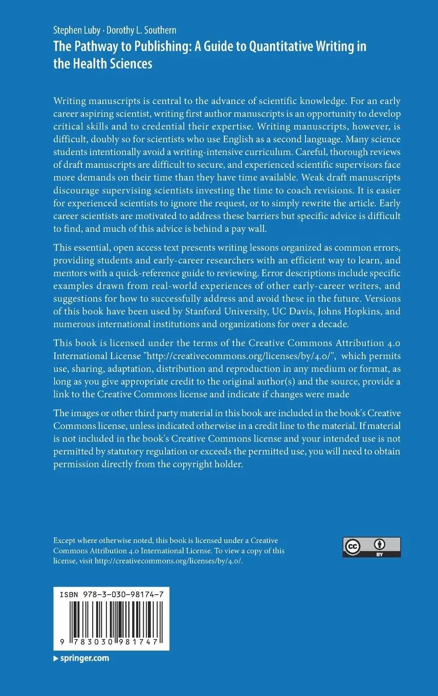 Rückseite: 9783030981747 | The Pathway to Publishing: A Guide to Quantitative Writing in the...