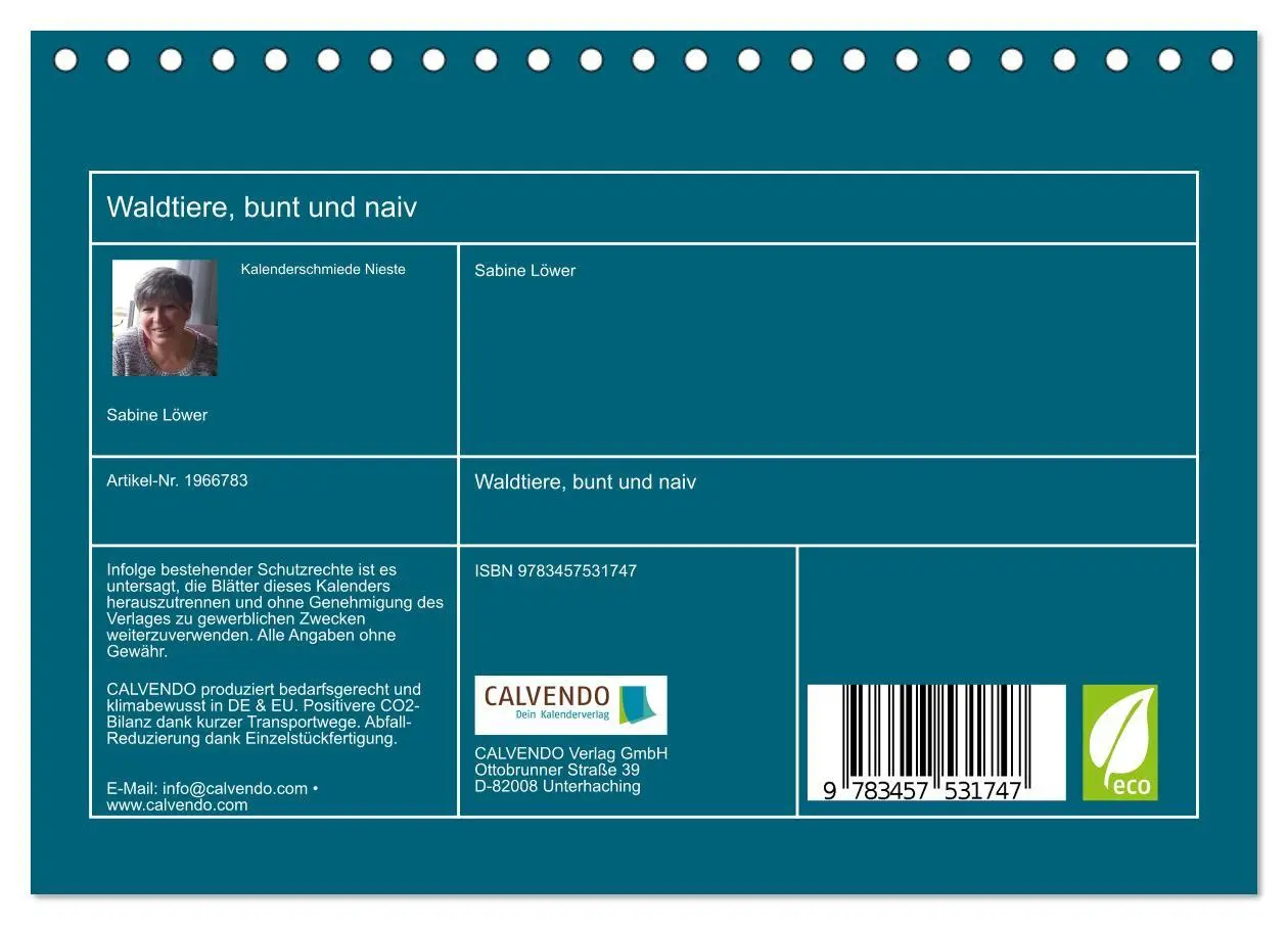 Bild: 9783457531747 | Waldtiere, bunt und naiv (Tischkalender 2026 DIN A5 quer), CALVENDO...