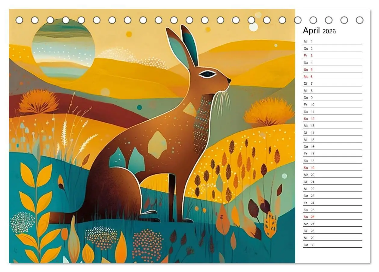 Bild: 9783457531747 | Waldtiere, bunt und naiv (Tischkalender 2026 DIN A5 quer), CALVENDO...