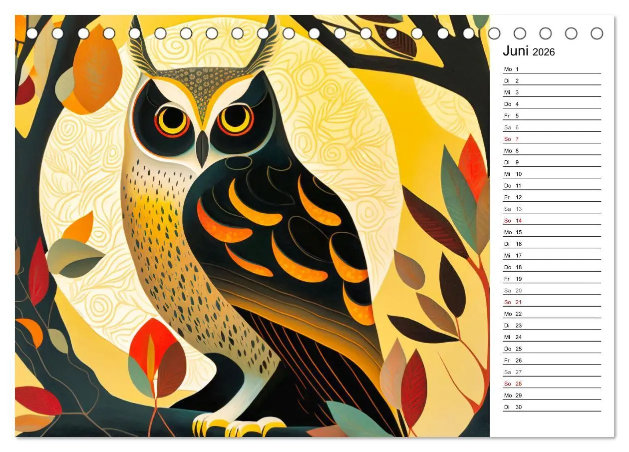 Bild: 9783457531747 | Waldtiere, bunt und naiv (Tischkalender 2026 DIN A5 quer), CALVENDO...