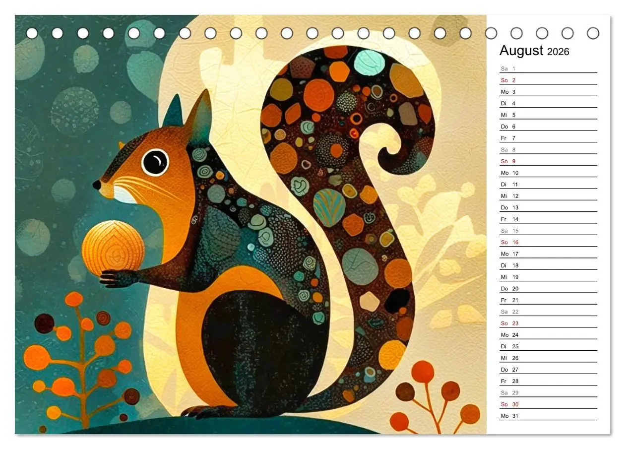 Bild: 9783457531747 | Waldtiere, bunt und naiv (Tischkalender 2026 DIN A5 quer), CALVENDO...