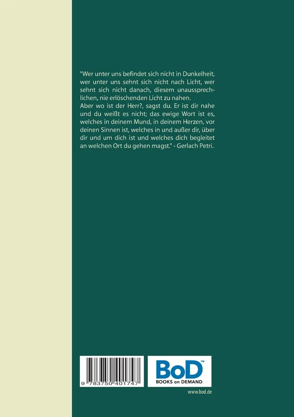 Rückseite: 9783750401747 | Innige Gespräche der Seele mit Gott | Gerlach Petri | Taschenbuch
