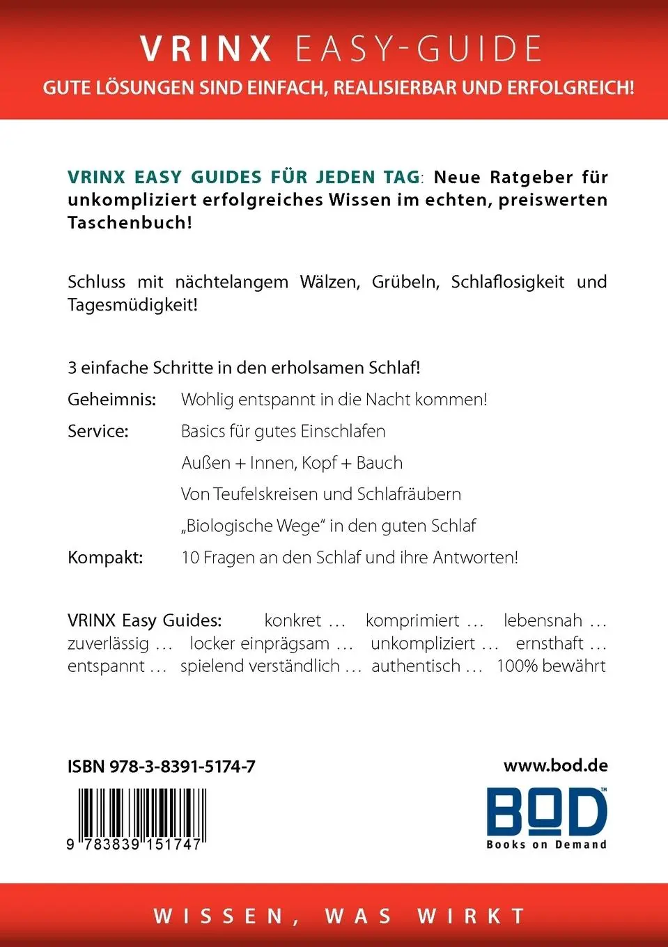 Rückseite: 9783839151747 | ENDLICH IMMER GUT EINSCHLAFEN! | Günter Frings | Taschenbuch | 60 S.