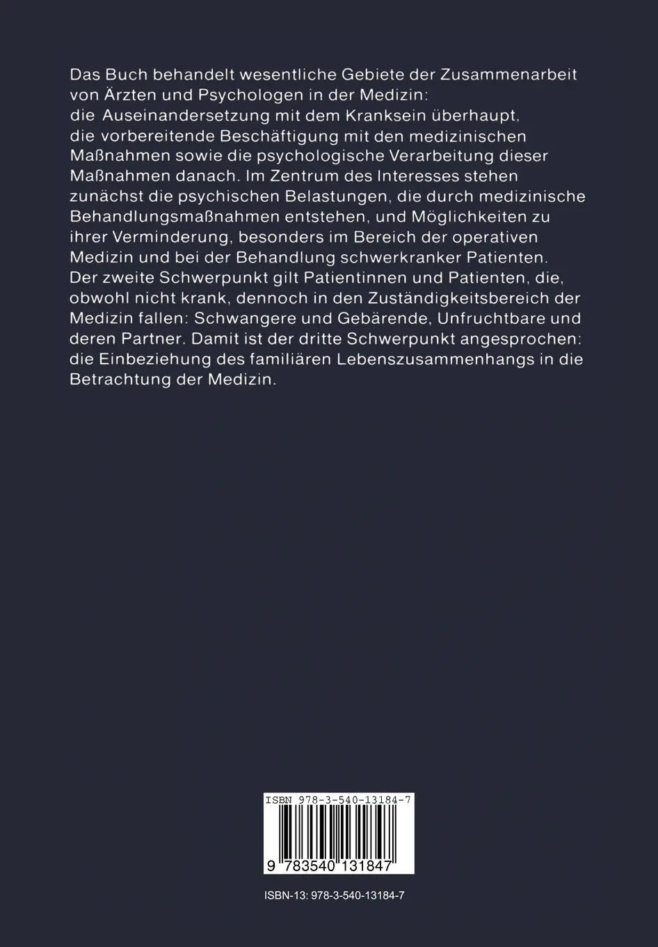 Rückseite: 9783540131847 | Ärztliche Maßnahmen aus psychologischer Sicht - Beiträge zur...