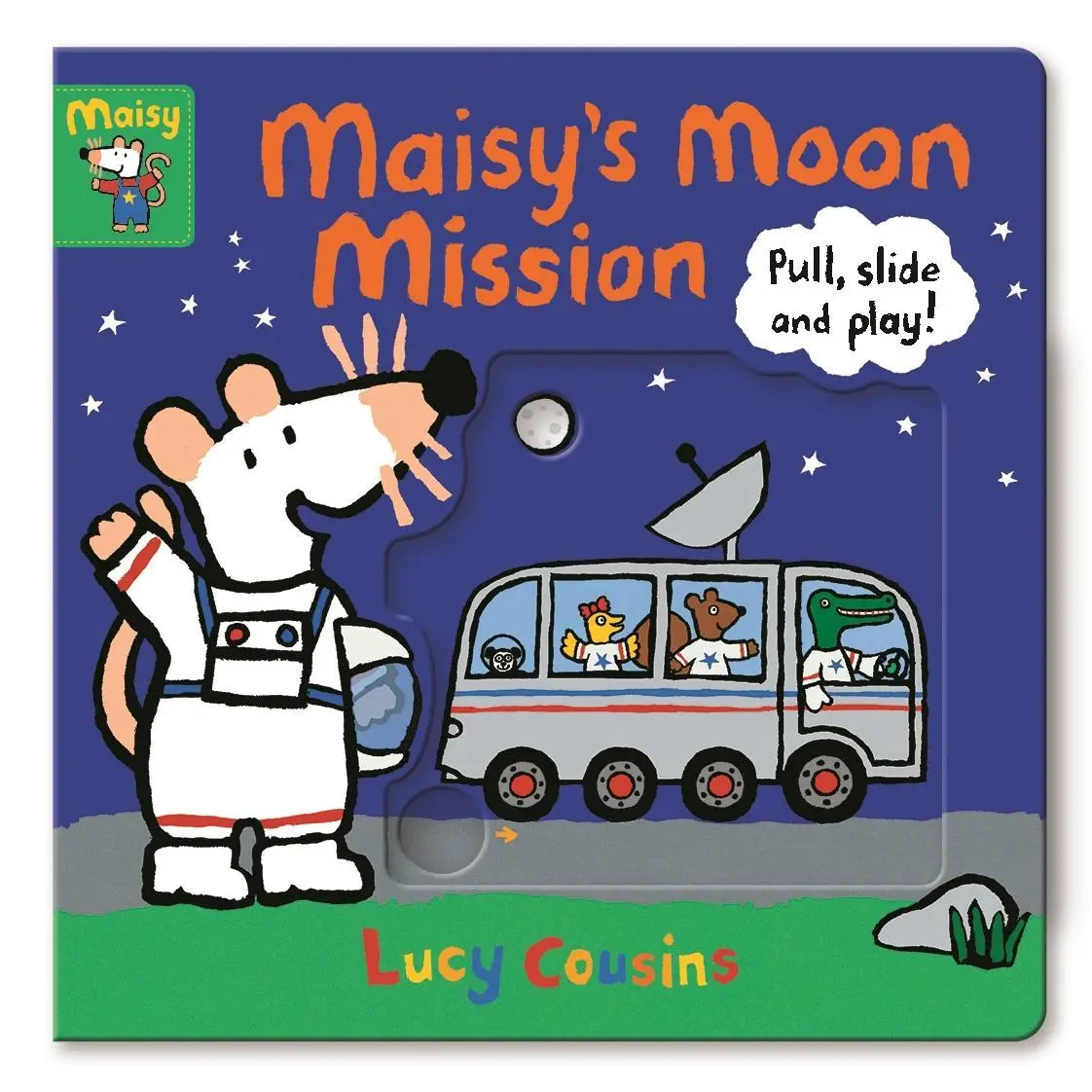 Cover: 9781406391947 | Maisy's Moon Mission: Pull, Slide and Play! | Lucy Cousins | Buch