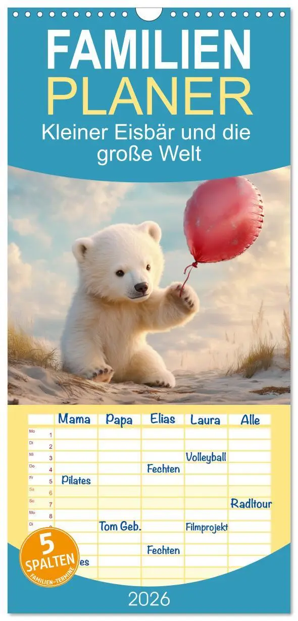 Cover: 9783516601947 | Familienplaner 2026 - Kleiner Eisbär und die große Welt mit 5...