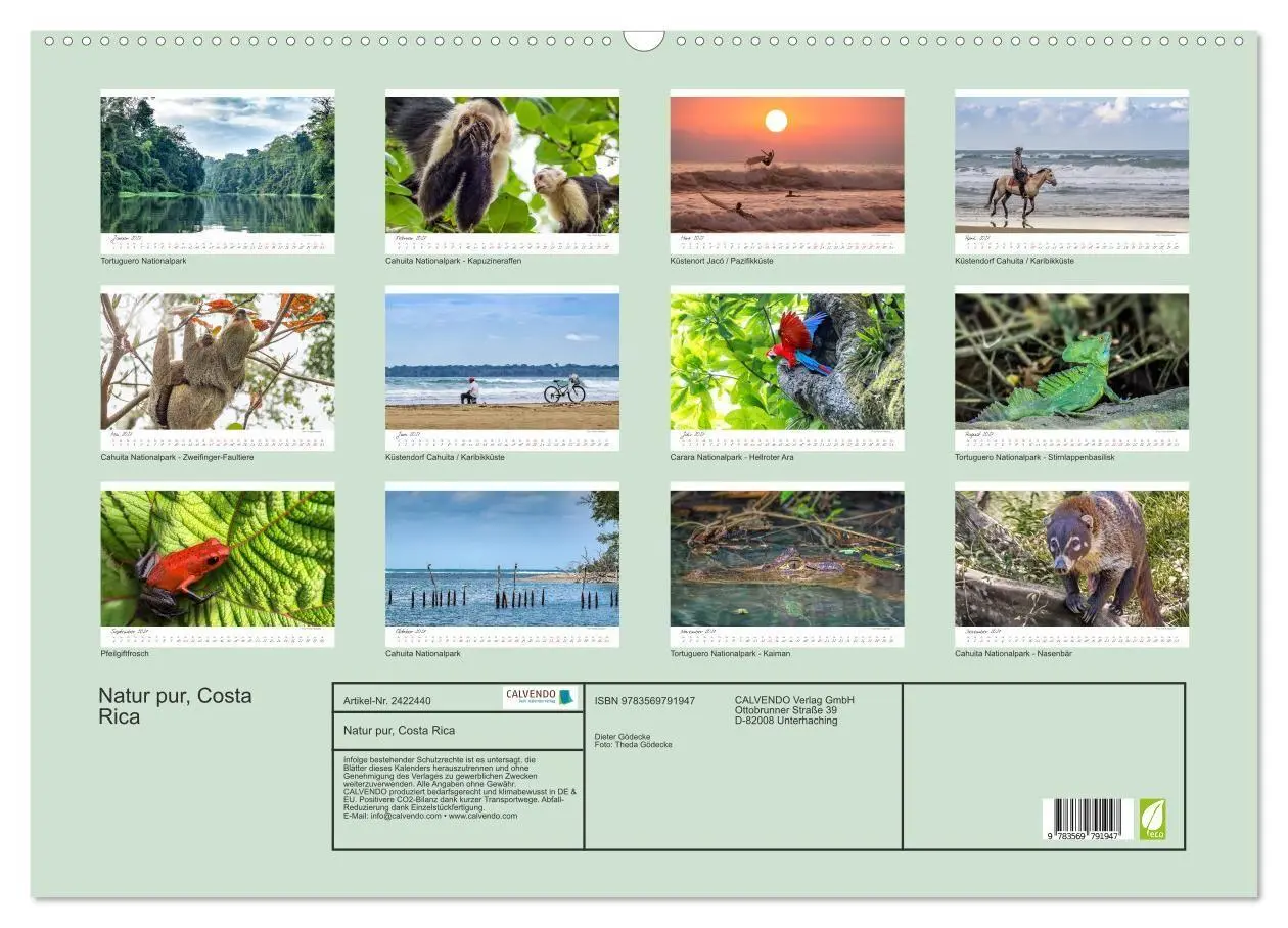 Bild: 9783569791947 | Natur pur, Costa Rica (Wandkalender 2027 DIN A2 quer), CALVENDO...