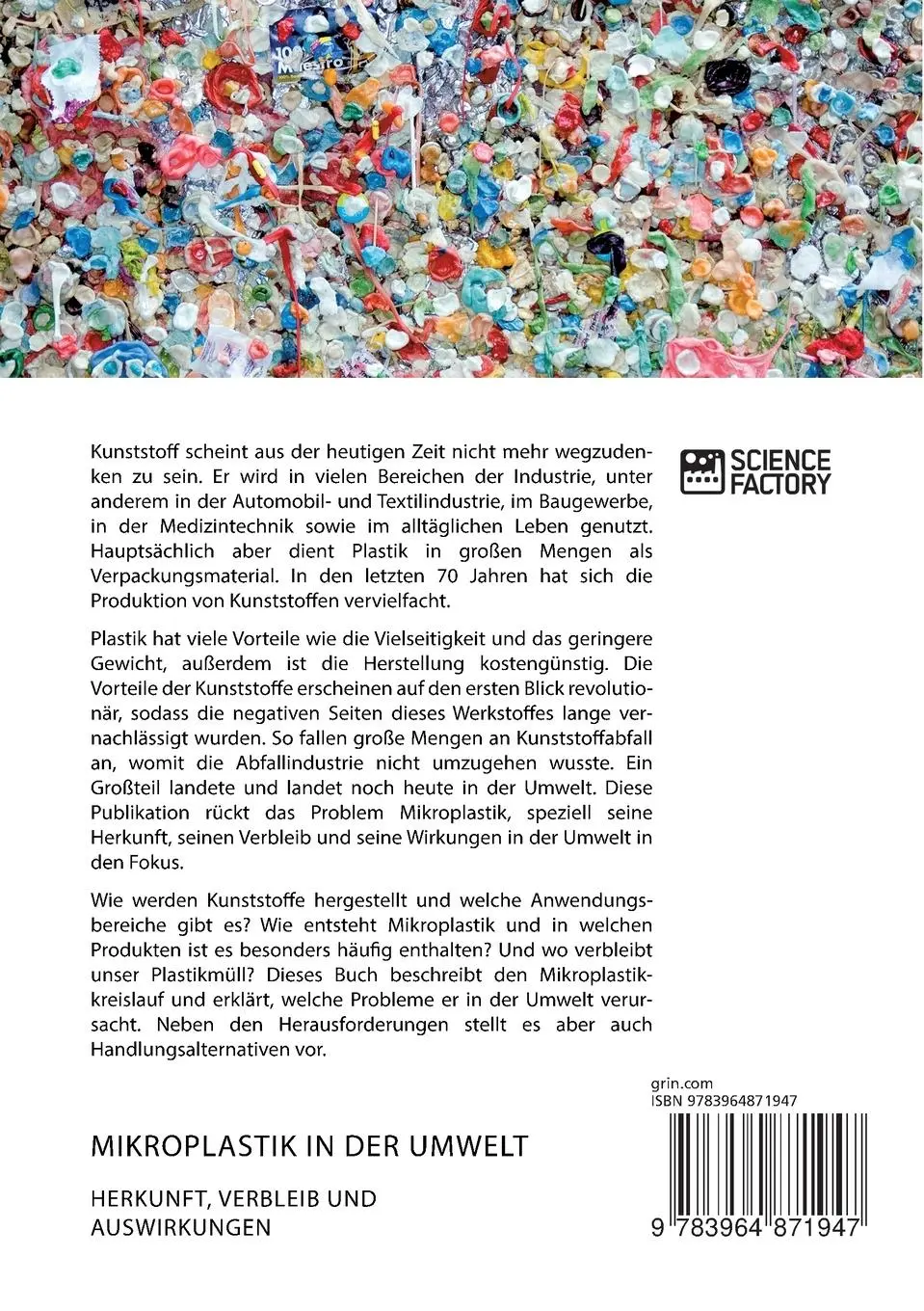 Rückseite: 9783964871947 | Mikroplastik in der Umwelt. Herkunft, Verbleib und Auswirkungen | Buch