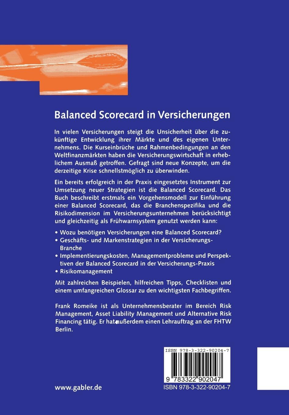 Rückseite: 9783322902047 | Balanced Scorecard in Versicherungen | Frank Romeike | Taschenbuch Rückseite: 9783322902047 | Balanced Scorecard in Versicherungen | Frank Romeike | Taschenbuch
