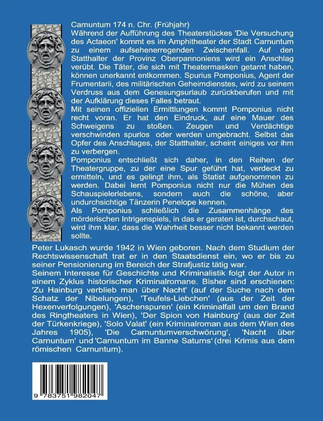 Rückseite: 9783751982047 | Mörderische Maskenspiele in Carnuntum | Peter Lukasch | Taschenbuch