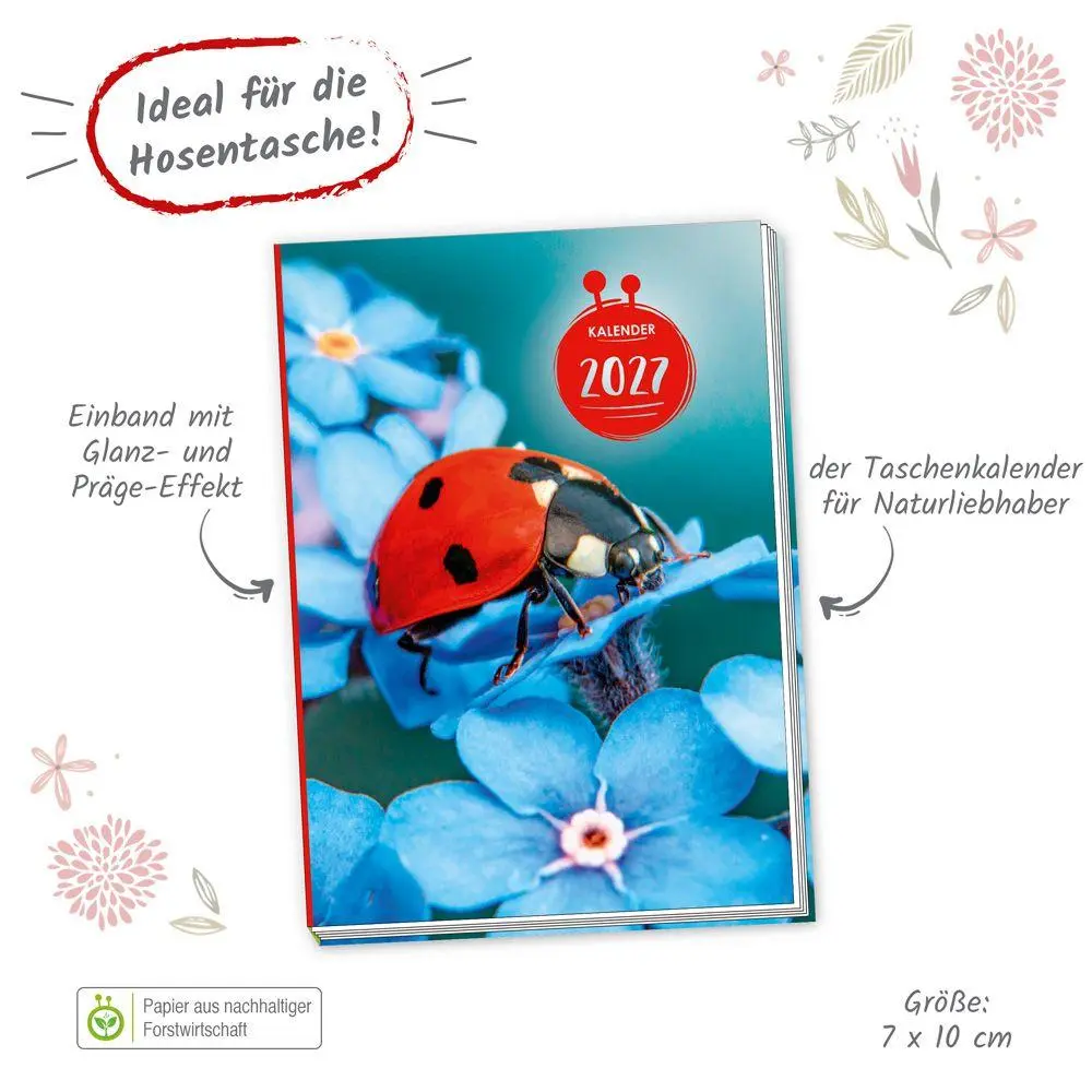 Bild: 4251901512147 | TRÖTSCH - Taschenkalender A7 Marienkäfer 2027 | Mini-Terminkalender