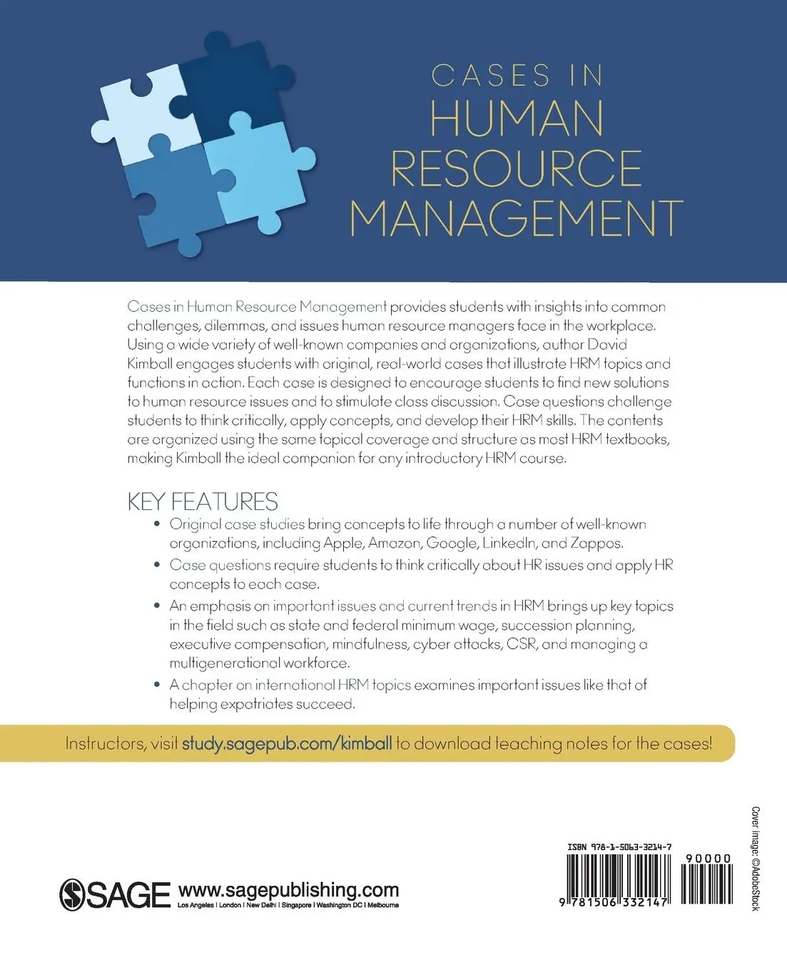 Rückseite: 9781506332147 | Cases in Human Resource Management | David Kimball | Taschenbuch
