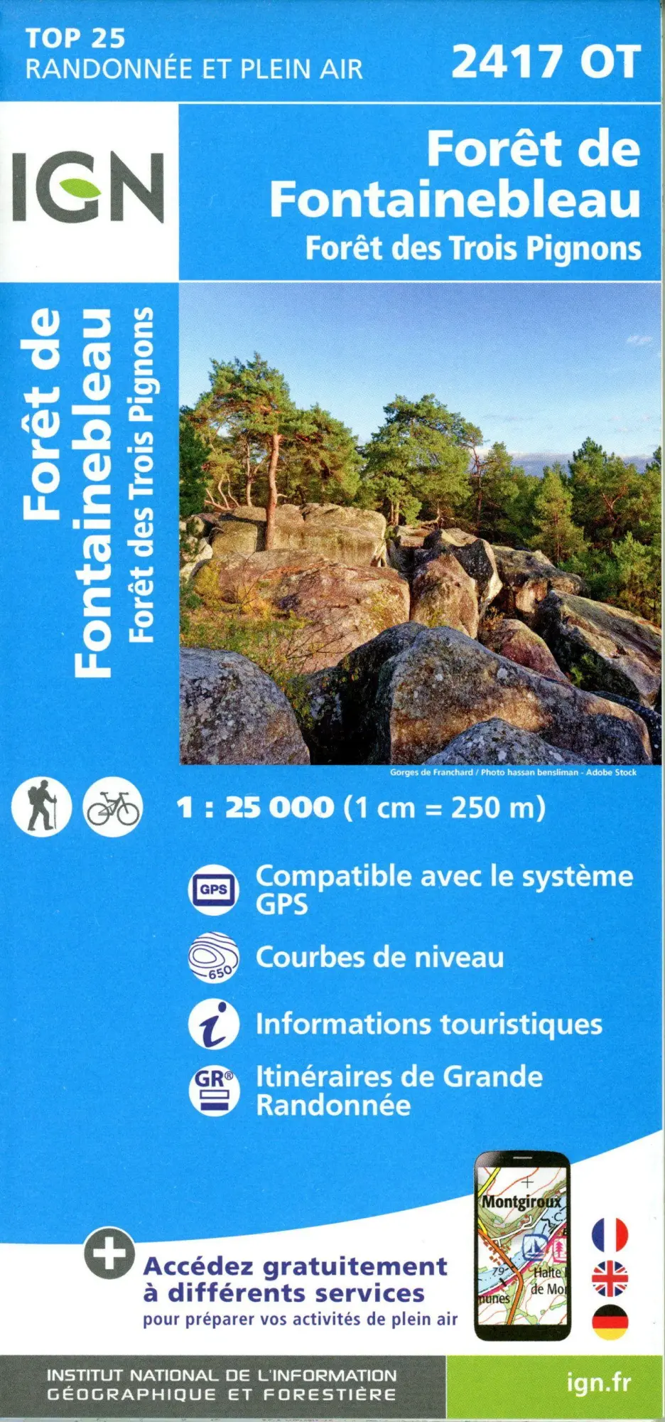 Cover: 9782758552147 | Forêt de Fontainbleau Trois Pignons 1:25 000 | (Land-)Karte | 2022