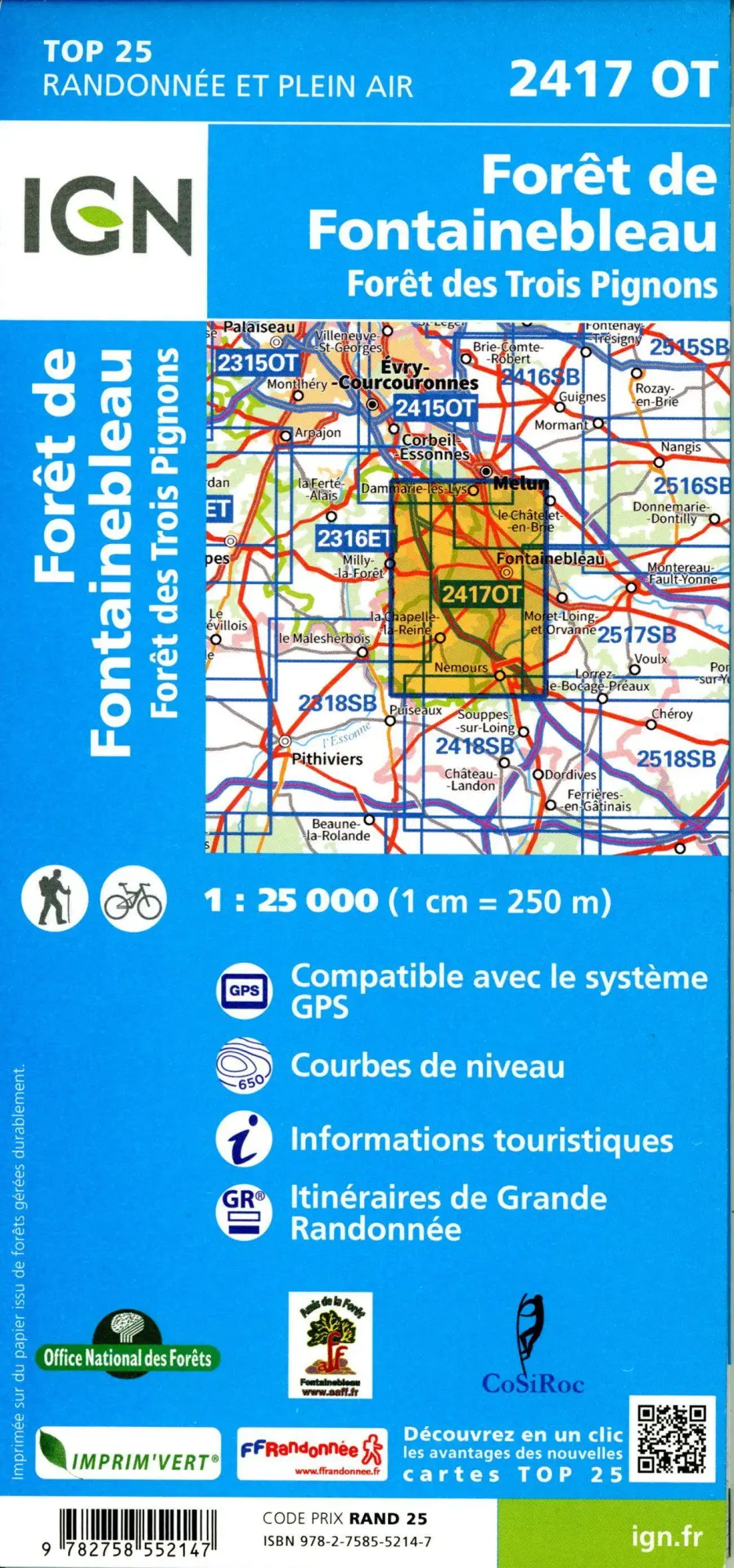 Bild: 9782758552147 | Forêt de Fontainbleau Trois Pignons 1:25 000 | (Land-)Karte | 2022