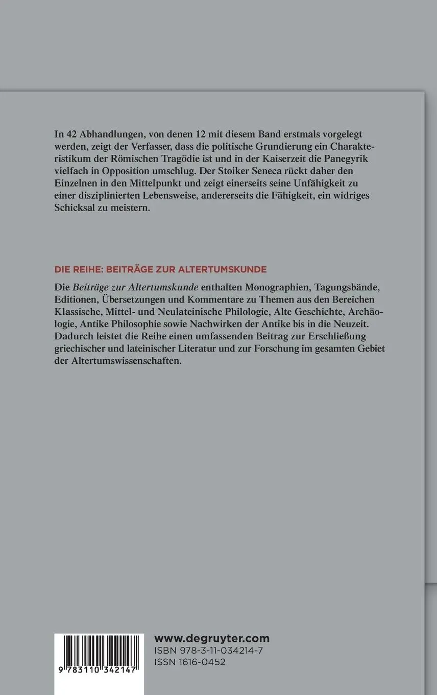 Rückseite: 9783110342147 | Studien zur Originalität der römischen Tragödie | Kleine Schriften