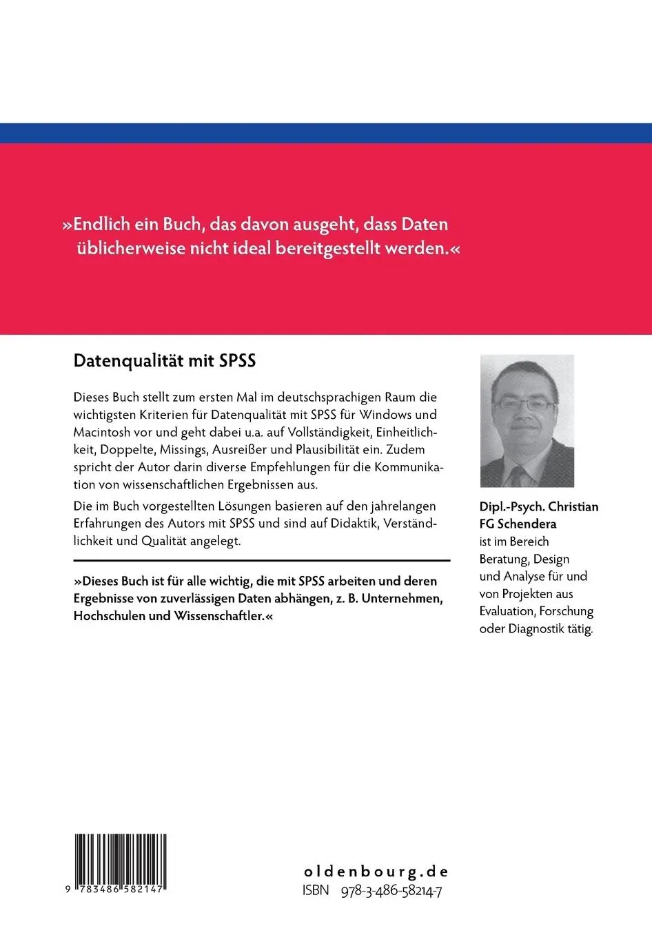 Rückseite: 9783486582147 | Datenqualität mit SPSS | Christian Fg Schendera | Taschenbuch | XVII