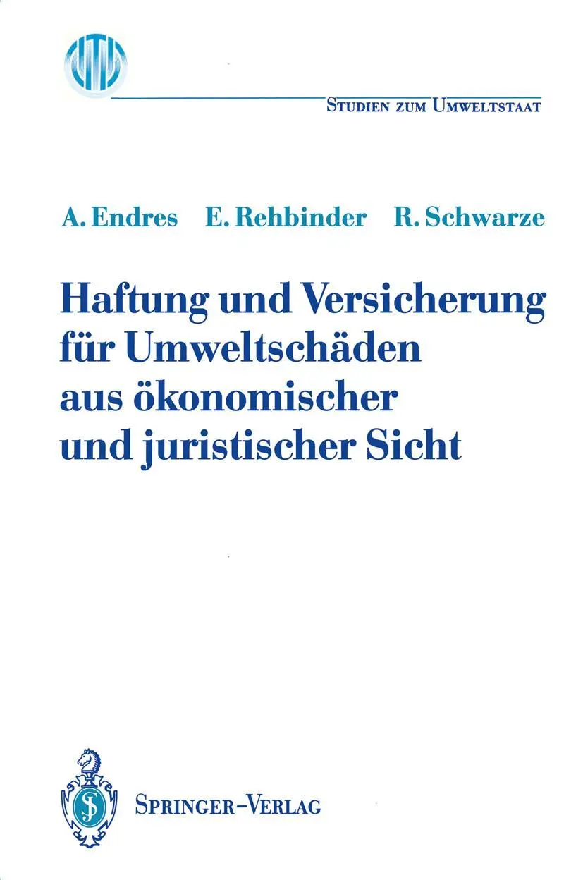 Cover: 9783540552147 | Haftung und Versicherung für Umweltschäden aus ökonomischer und...