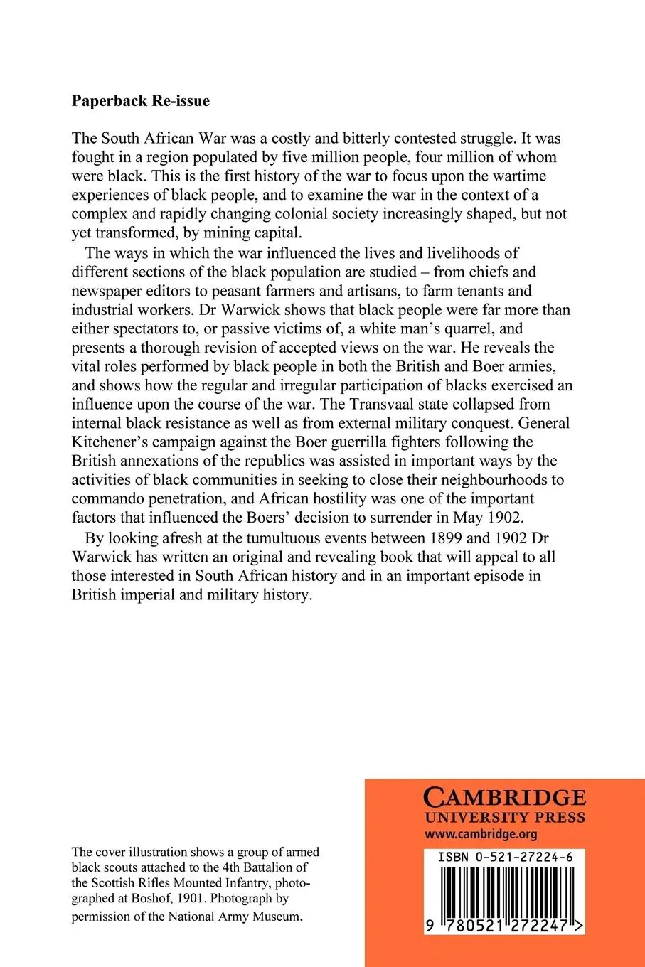 Rückseite: 9780521272247 | Black People and the South African War 1899 1902 | Warwick (u. a.)