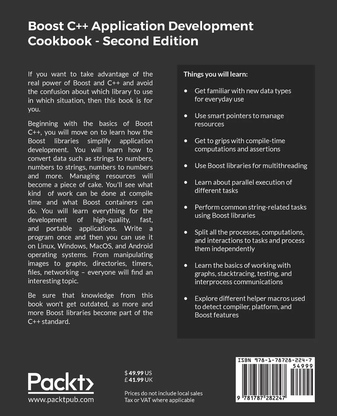 Rückseite: 9781787282247 | Boost C++ Application Development Cookbook - Second Edition | Polukhin