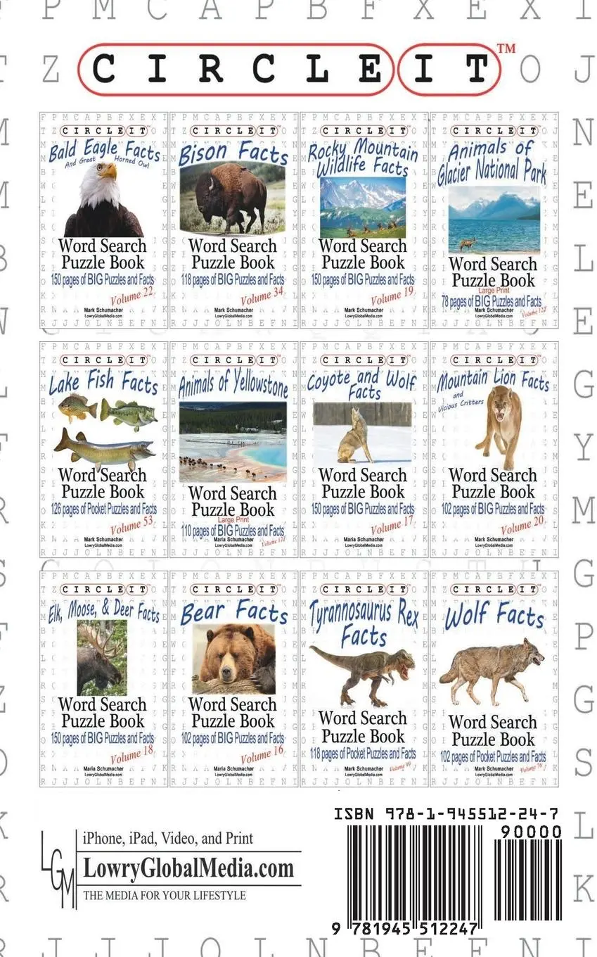 Rückseite: 9781945512247 | Circle It, Tyrannosaurus Rex Facts, Word Search, Puzzle Book | Buch