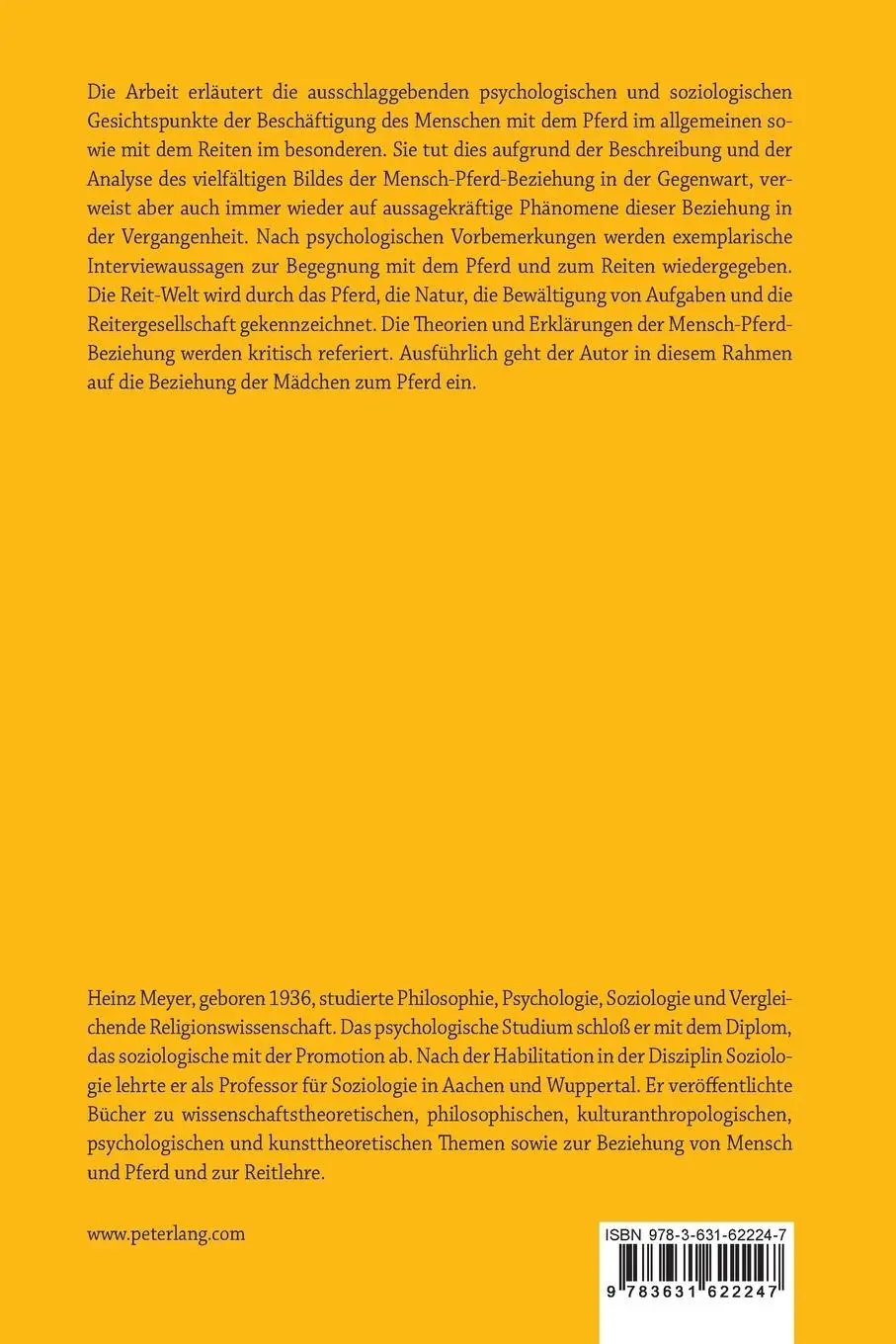 Rückseite: 9783631622247 | Reiten- Handlung und Erlebnis | Heinz Meyer | Taschenbuch | Paperback