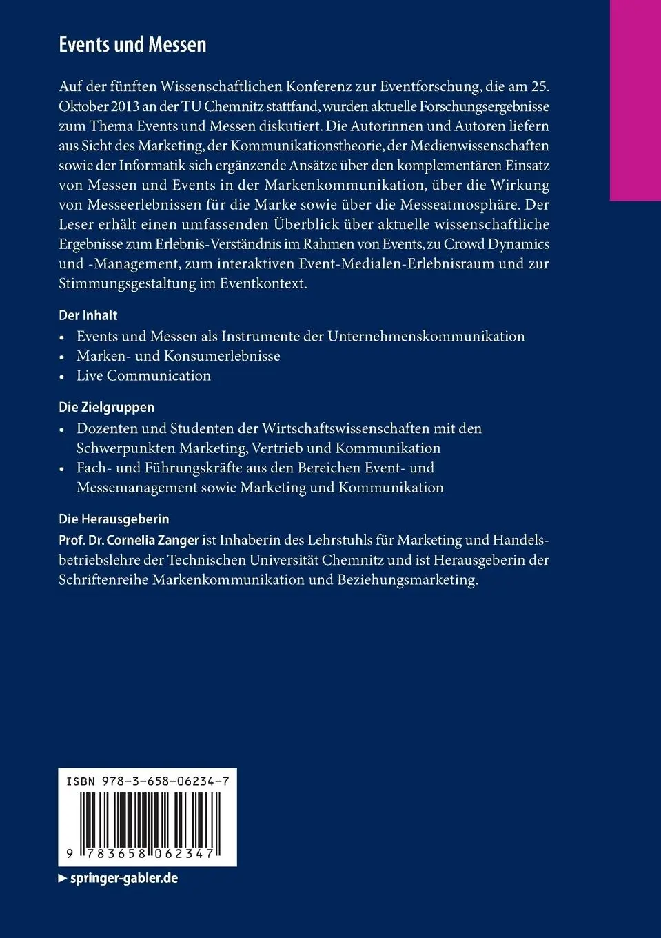 Rückseite: 9783658062347 | Events und Messen | Stand und Perspektiven der Eventforschung | Zanger
