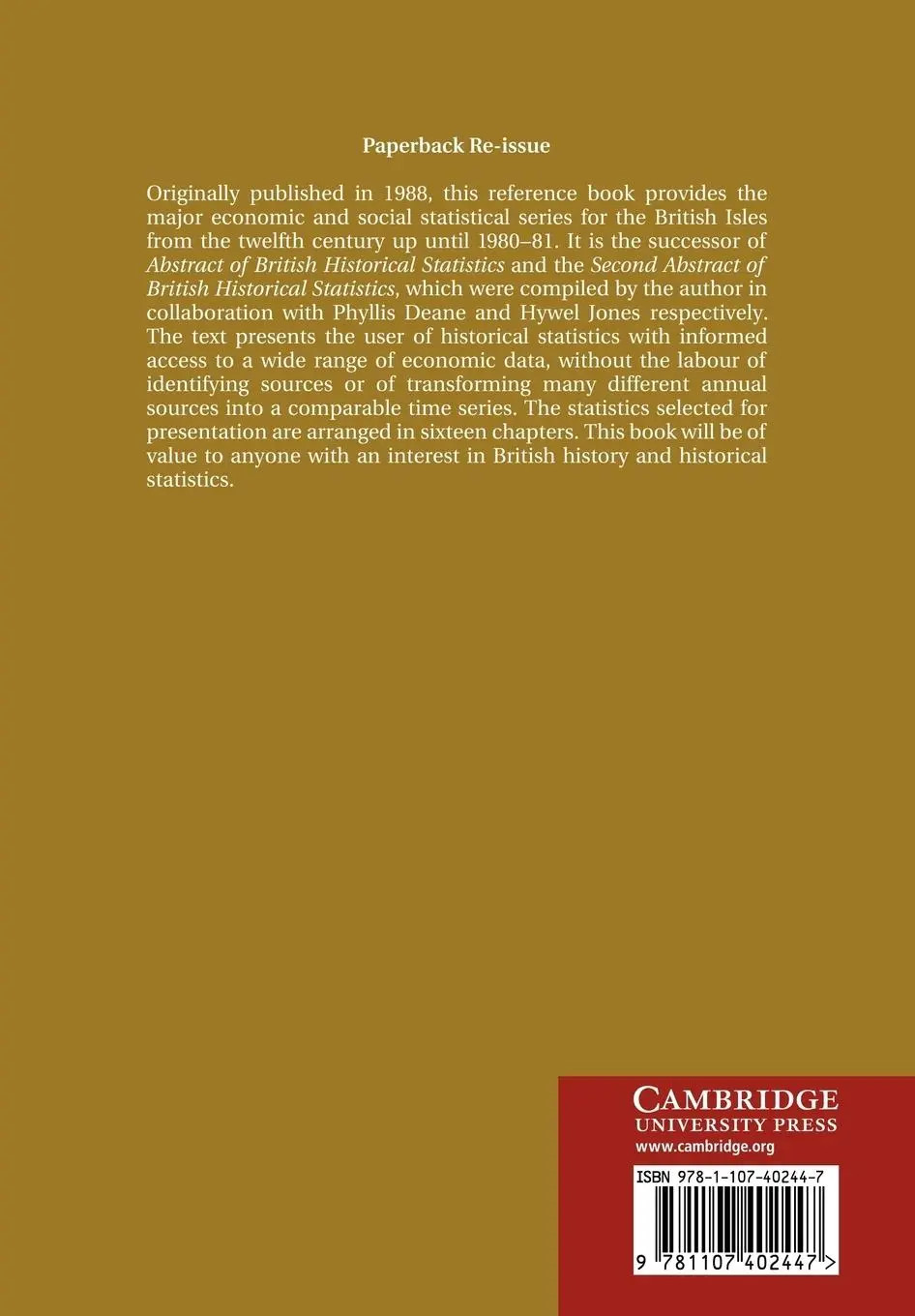 Rückseite: 9781107402447 | British Historical Statistics | B. R. Mitchell | Taschenbuch | 2011