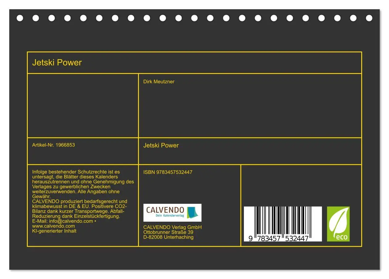 Bild: 9783457532447 | Jetski Power (Tischkalender 2026 DIN A5 quer), CALVENDO Monatskalender
