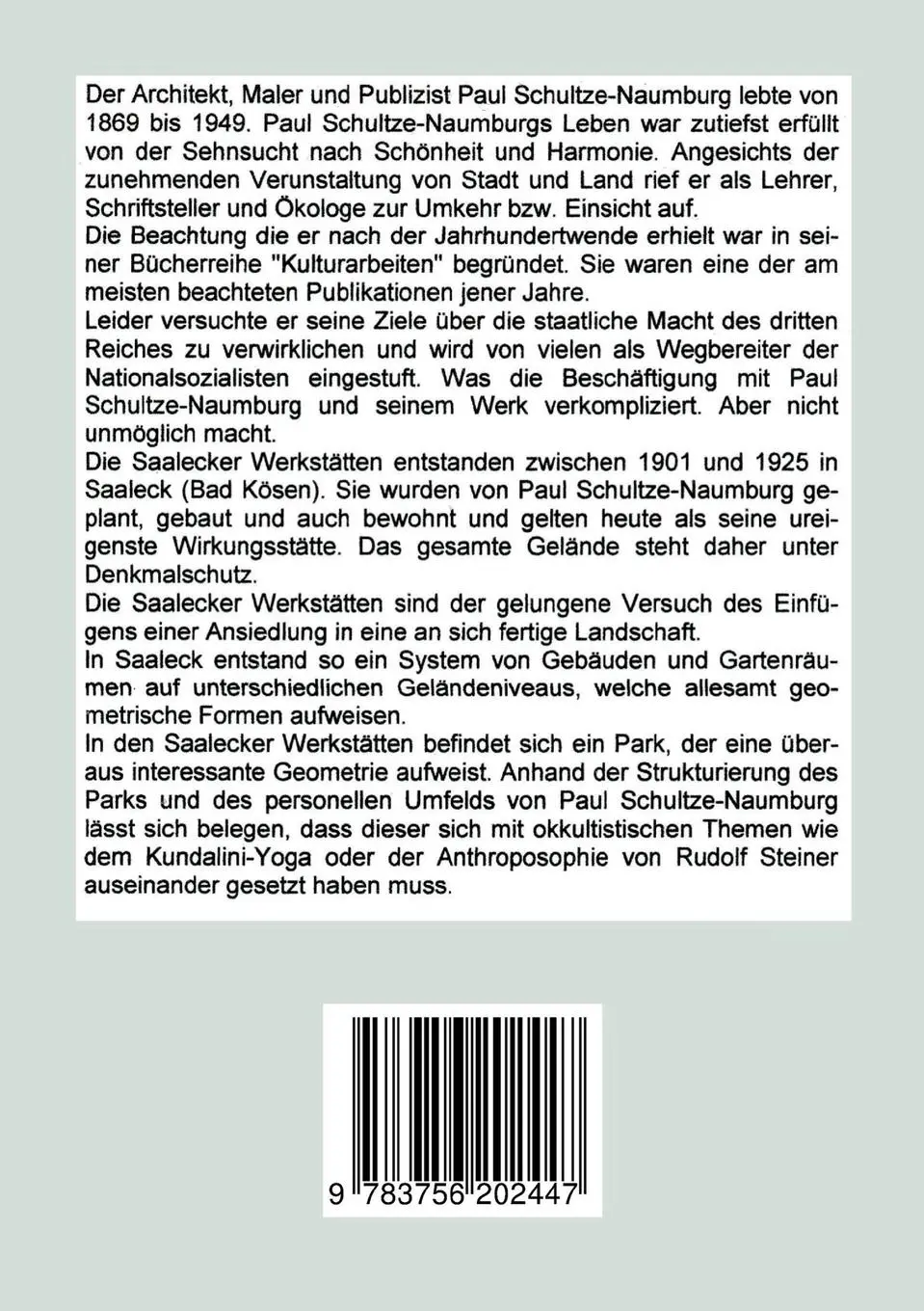 Rückseite: 9783756202447 | Paul Schultze-Naumburg und die Saalecker Werkstätten | Klaus Piontzik