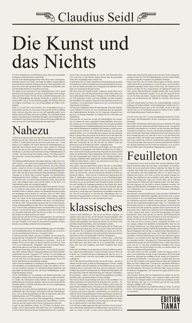 Cover: 9783893202447 | Die Kunst und das Nichts | Nahezu klassisches Feuilleton | Seidl