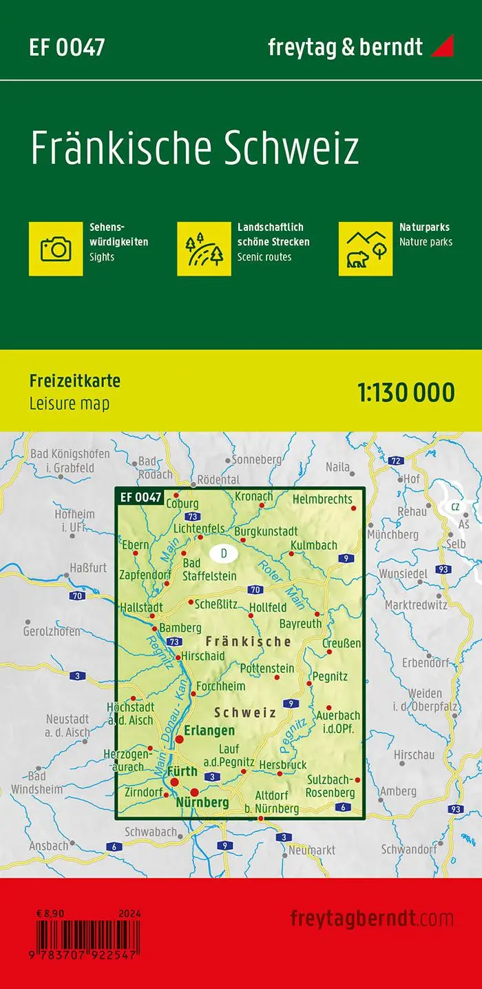 Rückseite: 9783707922547 | freytag &amp; berndt Freizeitkarte Fränkische Schweiz 1:130.000 | Berndt