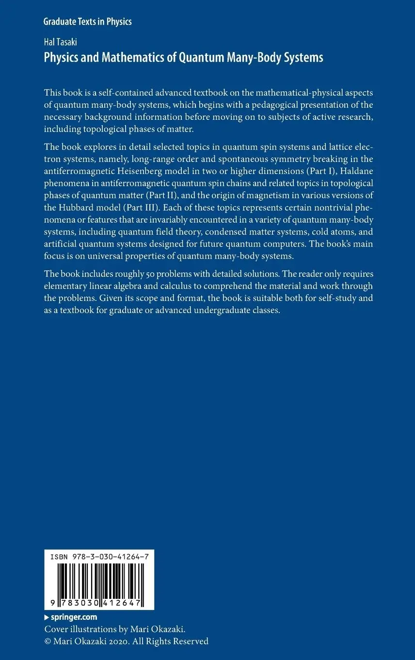 Rückseite: 9783030412647 | Physics and Mathematics of Quantum Many-Body Systems | Hal Tasaki