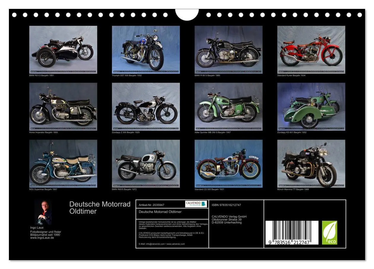 Bild: 9783516212747 | Deutsche Motorrad Oldtimer (Wandkalender 2026 DIN A4 quer),...