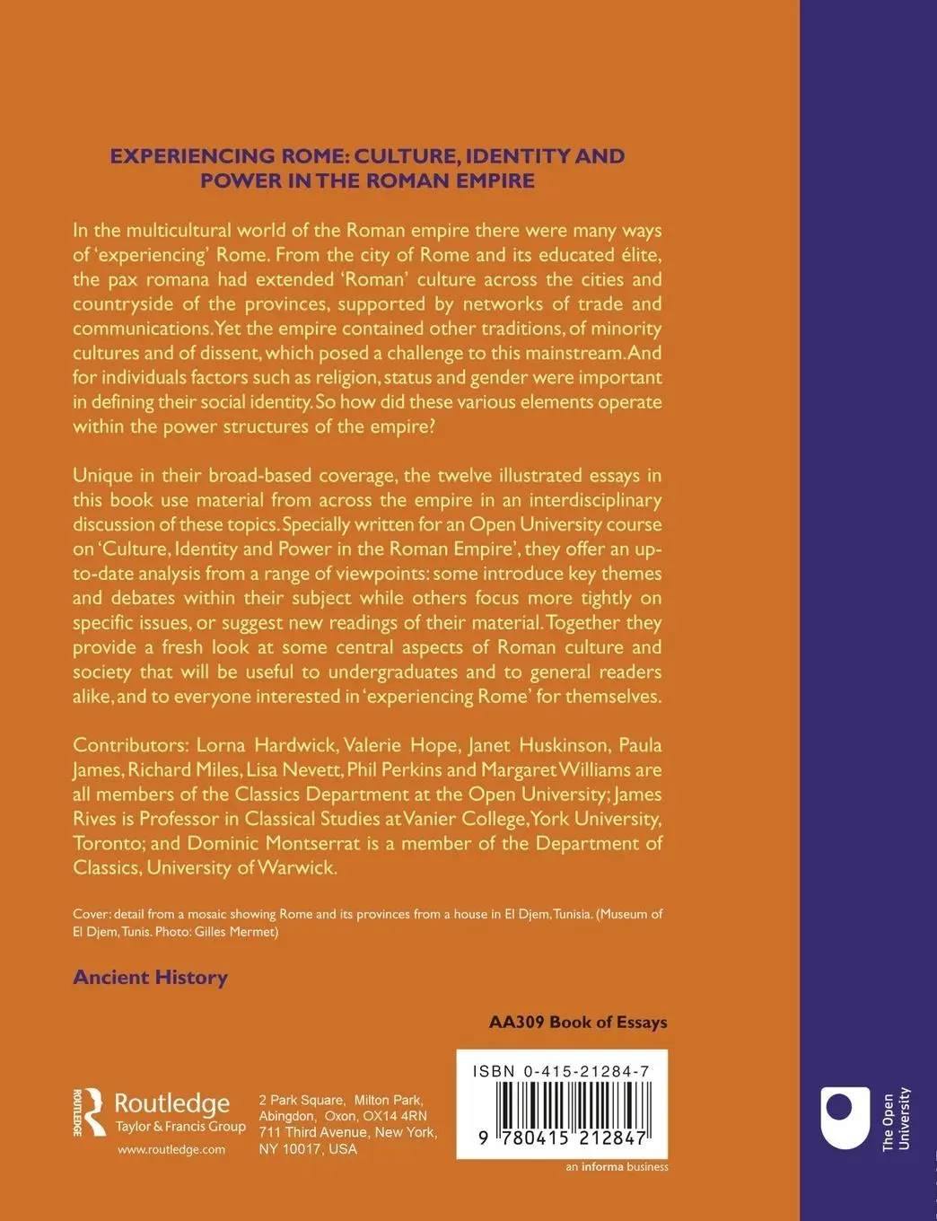 Rückseite: 9780415212847 | Experiencing Rome | Culture, Identity and Power in the Roman Empire