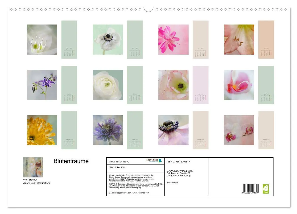Bild: 9783516202847 | Blütenträume (Wandkalender 2026 DIN A2 quer), CALVENDO Monatskalender