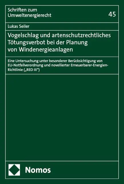 Cover: 9783756022847 | Vogelschlag und artenschutzrechtliches Tötungsverbot bei der...