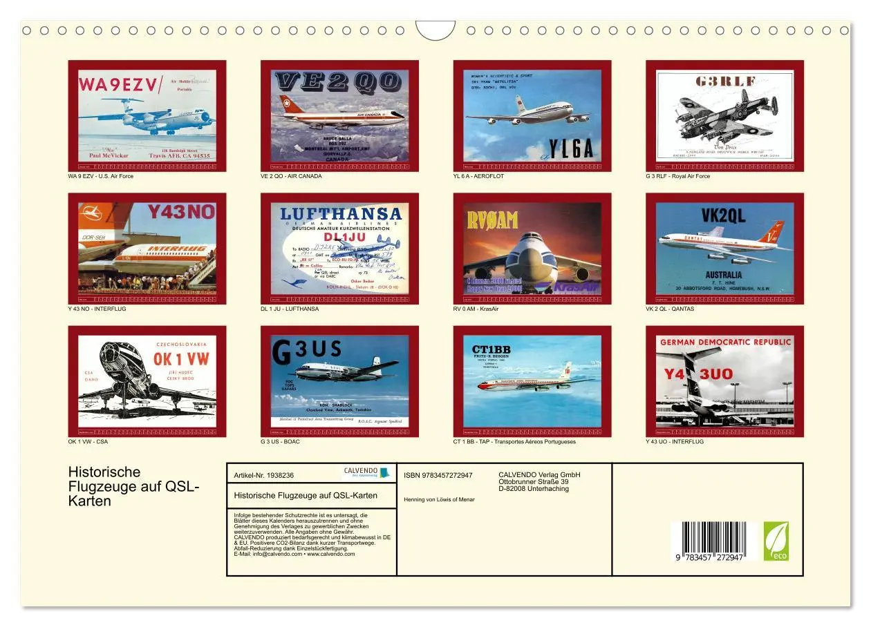 Bild: 9783457272947 | Historische Flugzeuge auf QSL-Karten (Wandkalender 2026 DIN A3...