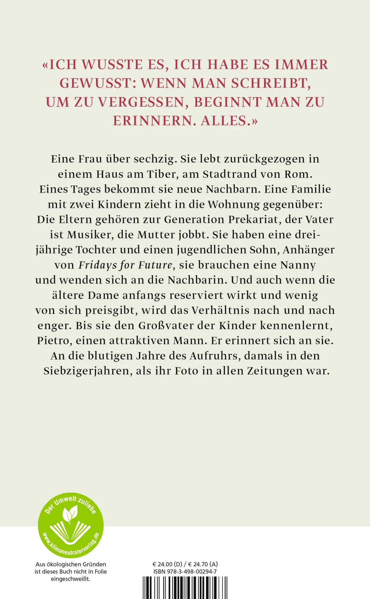 Rückseite: 9783498002947 | Sprich mit mir | Der Bestseller aus Italien | Lidia Ravera | Buch