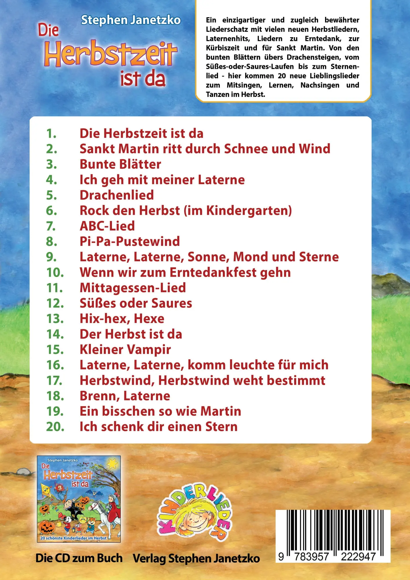 Rückseite: 9783957222947 | Die Herbstzeit ist da - 20 schönste Kinderlieder im Herbst | Janetzko