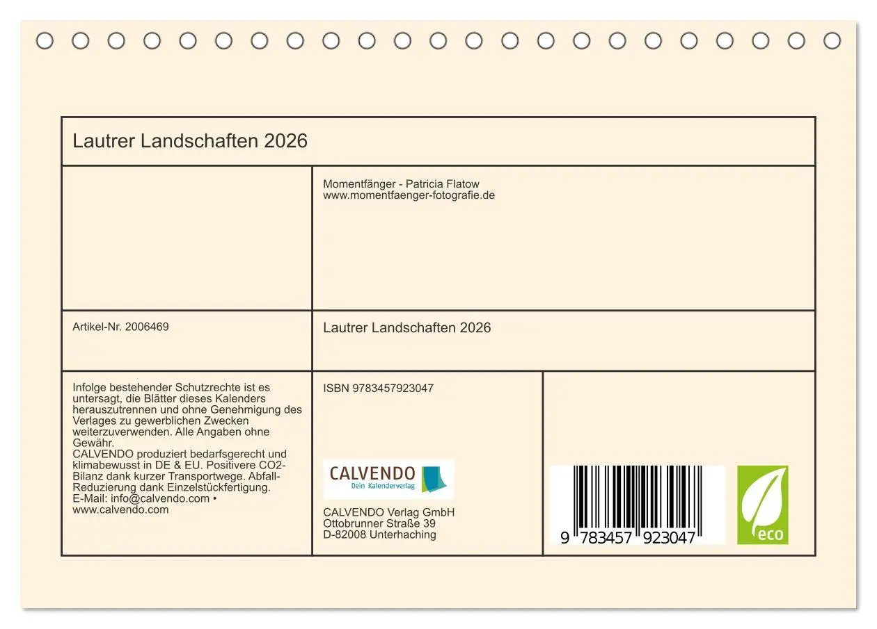 Bild: 9783457923047 | Lautrer Landschaften 2026 (Tischkalender 2026 DIN A5 quer),...
