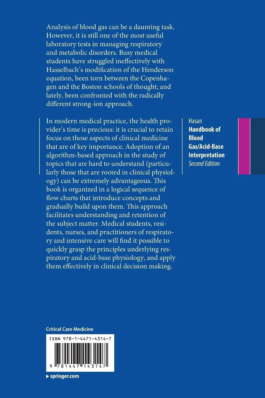 Rückseite: 9781447143147 | Handbook of Blood Gas/Acid-Base Interpretation | Ashfaq Hasan | Buch
