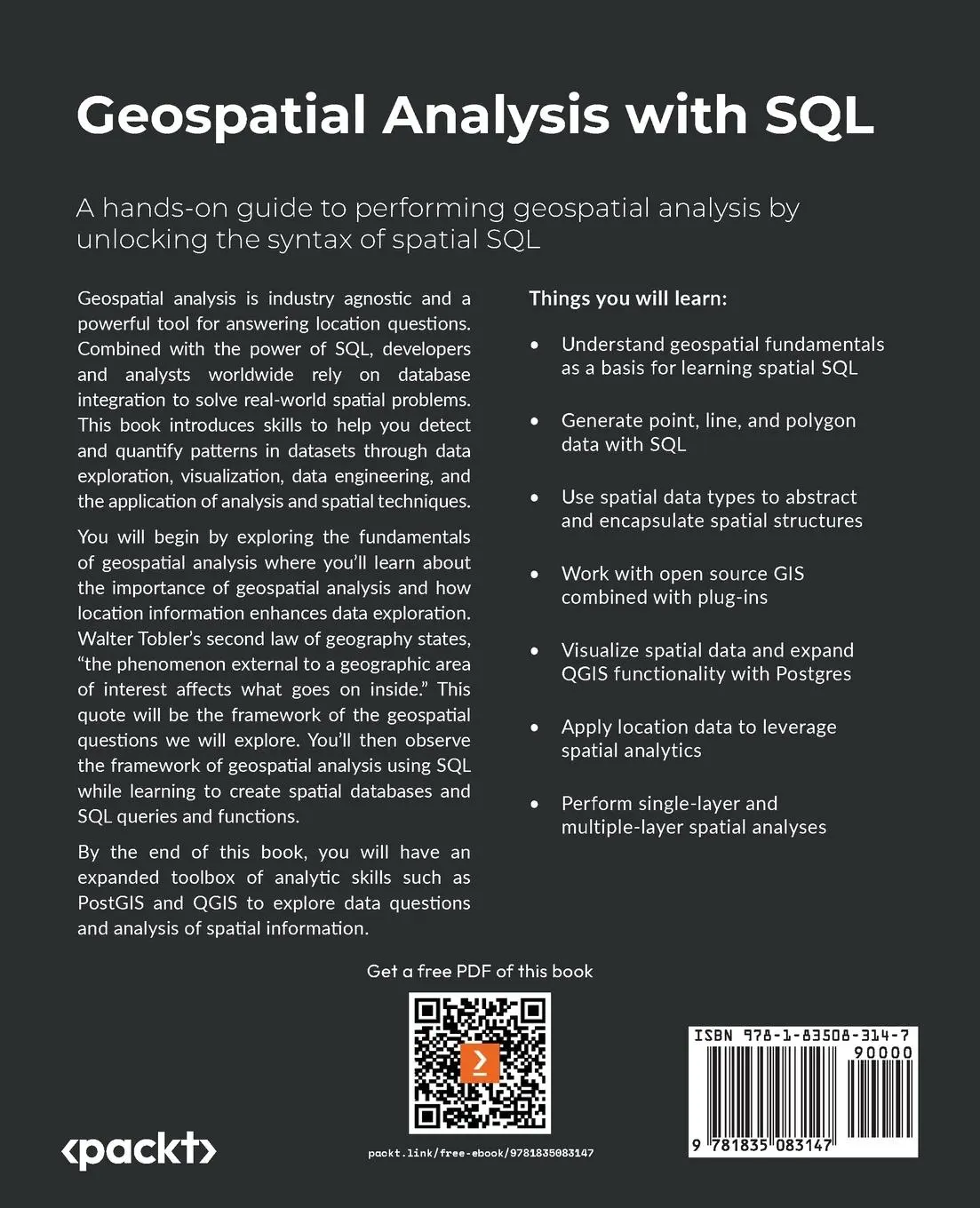 Rückseite: 9781835083147 | Geospatial Analysis with SQL | Bonny P McClain | Taschenbuch | 2023