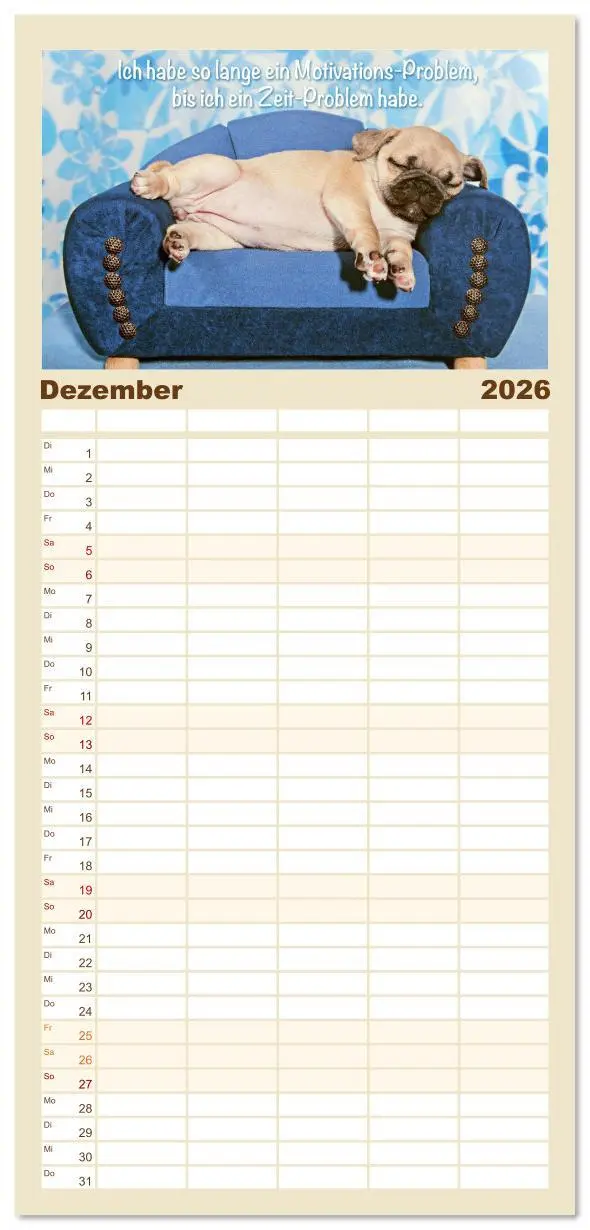 Bild: 9783516623147 | Familienplaner 2026 - Mopsala: Vom Glück, ein Mops zu sein mit 5...