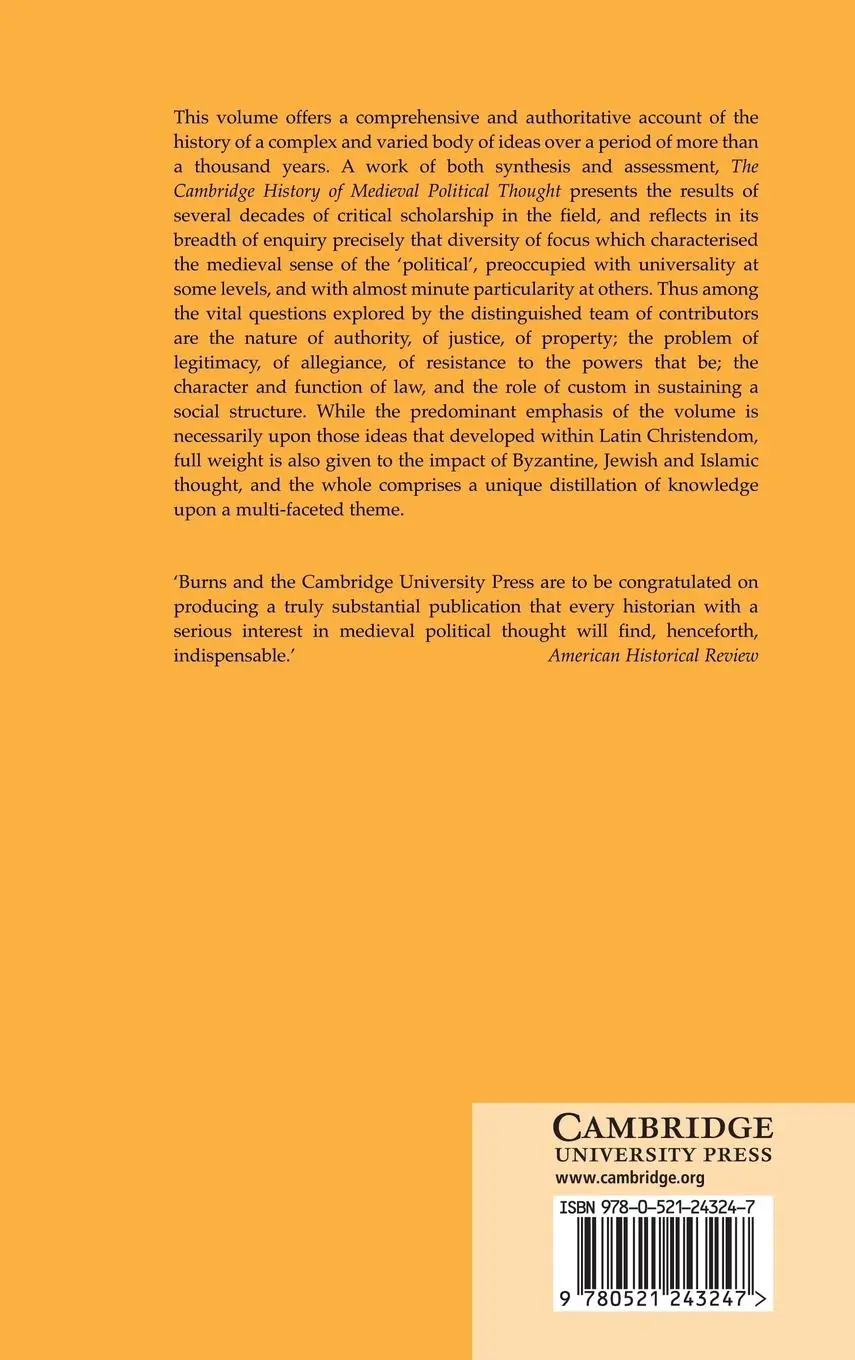 Rückseite: 9780521243247 | The Cambridge History of Medieval Political Thought C.350 C.1450