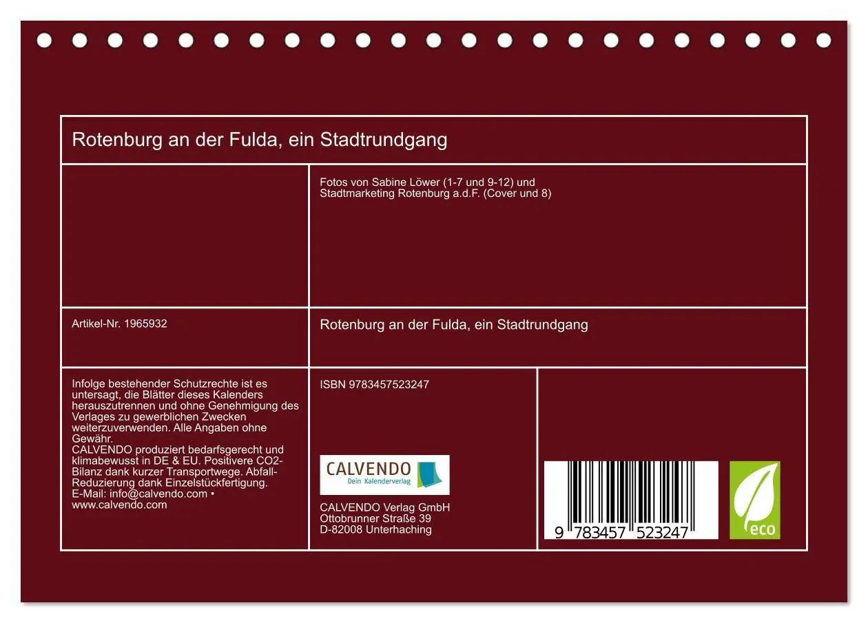 Bild: 9783457523247 | Rotenburg an der Fulda, ein Stadtrundgang (Tischkalender 2026 DIN...
