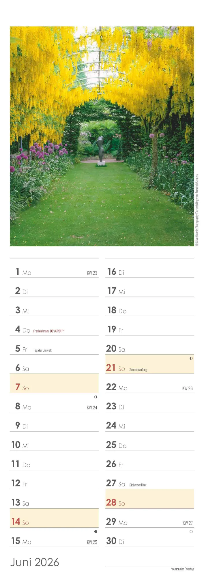 Bild: 4069095003347 | Gartenzauber 2026 - Streifenkalender 15x42 cm - mit viel Platz für...