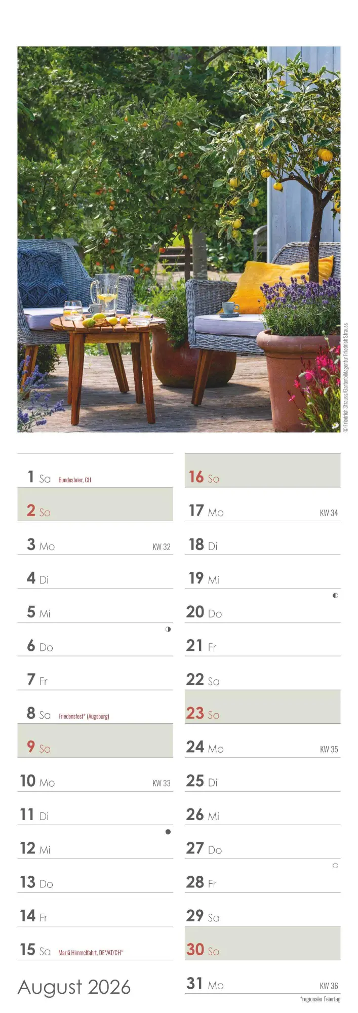 Bild: 4069095003347 | Gartenzauber 2026 - Streifenkalender 15x42 cm - mit viel Platz für...