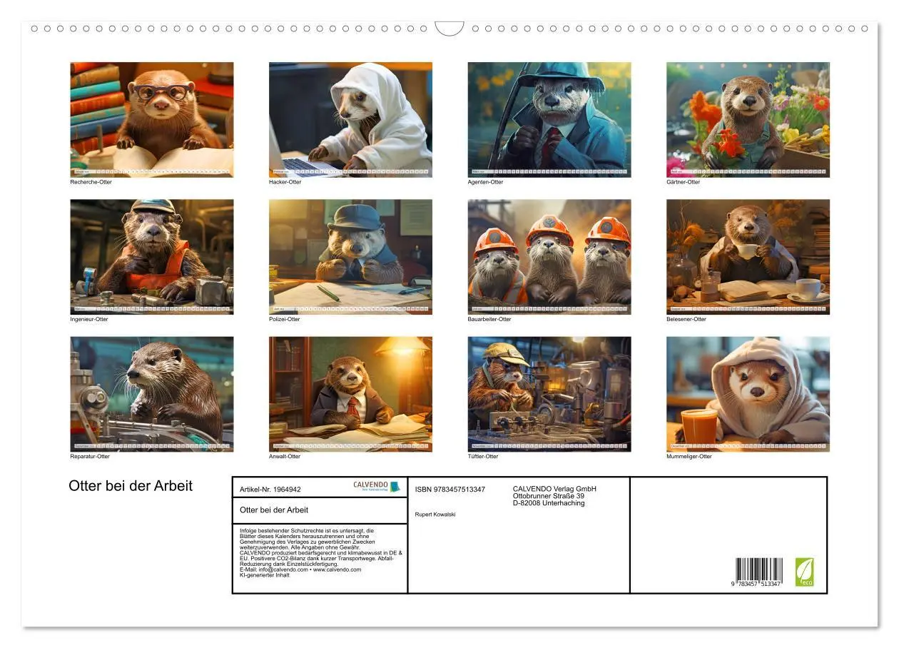 Bild: 9783457513347 | Otter bei der Arbeit (Wandkalender 2026 DIN A2 quer), CALVENDO...